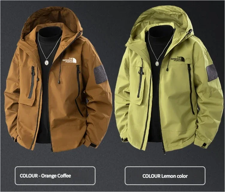

2025 Men's windproof short jacket, lightweight outdoor coat with hood, weatherproof sportswear, fashionable hiking
