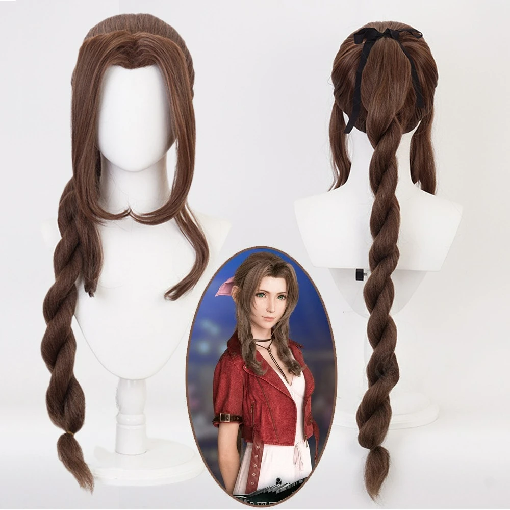 

Парик для косплея Aerith Game Final Fantasy VII Remake Aerith Gainsborough, парики для косплея, каштановые плетеные волосы + бесплатная шапочка для парика для женщин Cos