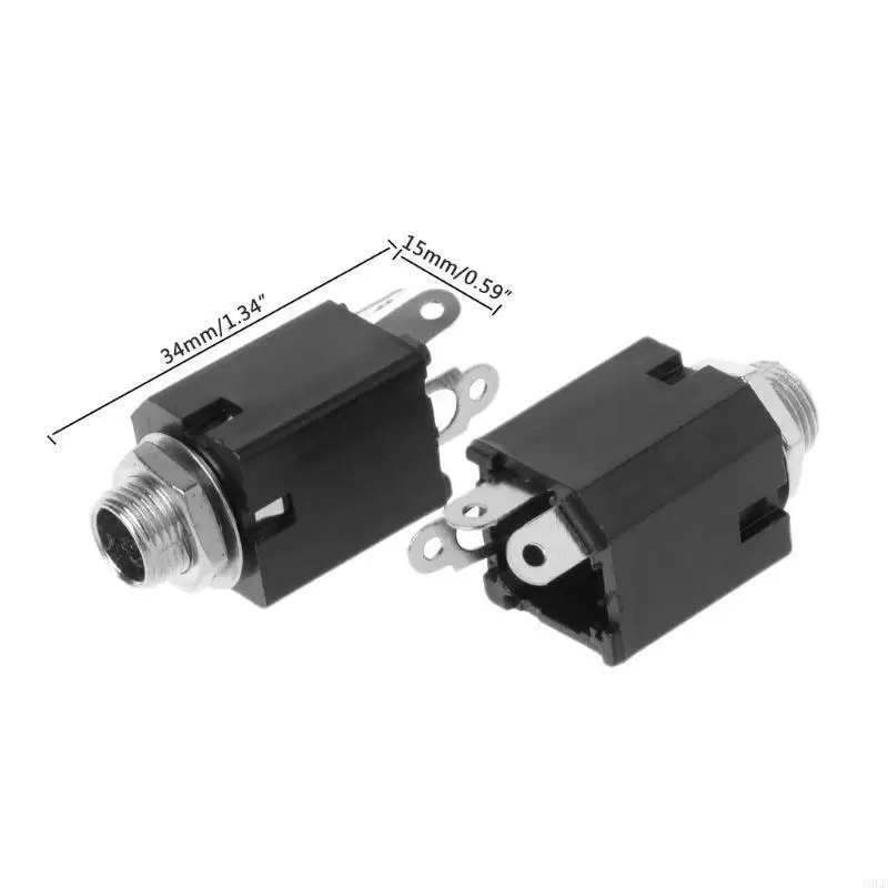 A9LF 10pcs 6.35mm O Plug Sockets PJ-612 3-Pin Connector مع NUT