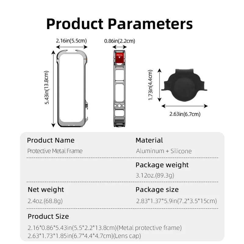 قفص بإطار معدني مع غطاء حماية لعدسة السيليكون لملحقات Insta360 X4-PZZW