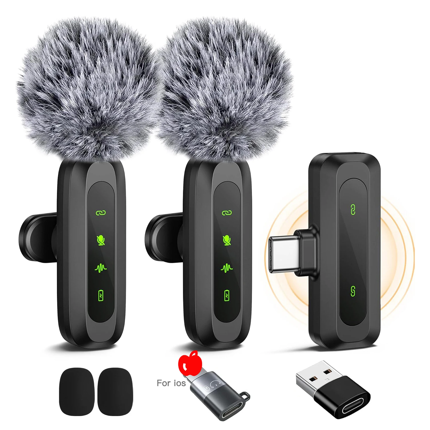 Kabelloses Lavalier-Mikrofon mit Geräuschunterdrückung für Audio- und Videoaufnahmen, Kompatibel mit iPhone 15-17, Android, Laptop, Live-Vlog, YouTube, TikTok