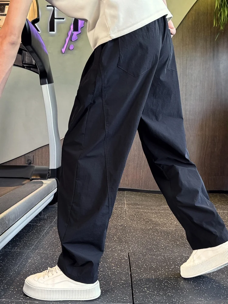 

Мужские брюки прямого кроя из ледяного шелка, быстросохнущие, широкие, повседневные, весенне-летние, дышащие, комфортные, свободного кроя