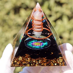 Pyramide Orgonite pour générateur d'énergie, 6CM, fil de cuivre enroulé autour de poteaux en cristal, protecteur Emf