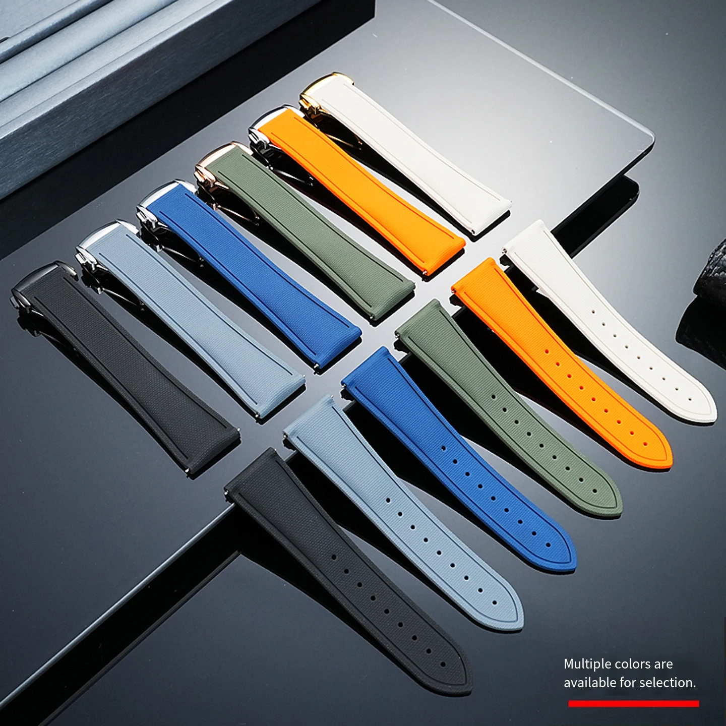 FKM حزام ل تيودور هاميلتون سيكو لونجين أوميغا النايلون نمط المطاط حزام الرياضة لينة سوار 20 21 22 مللي متر-18 مللي متر للطي مشبك