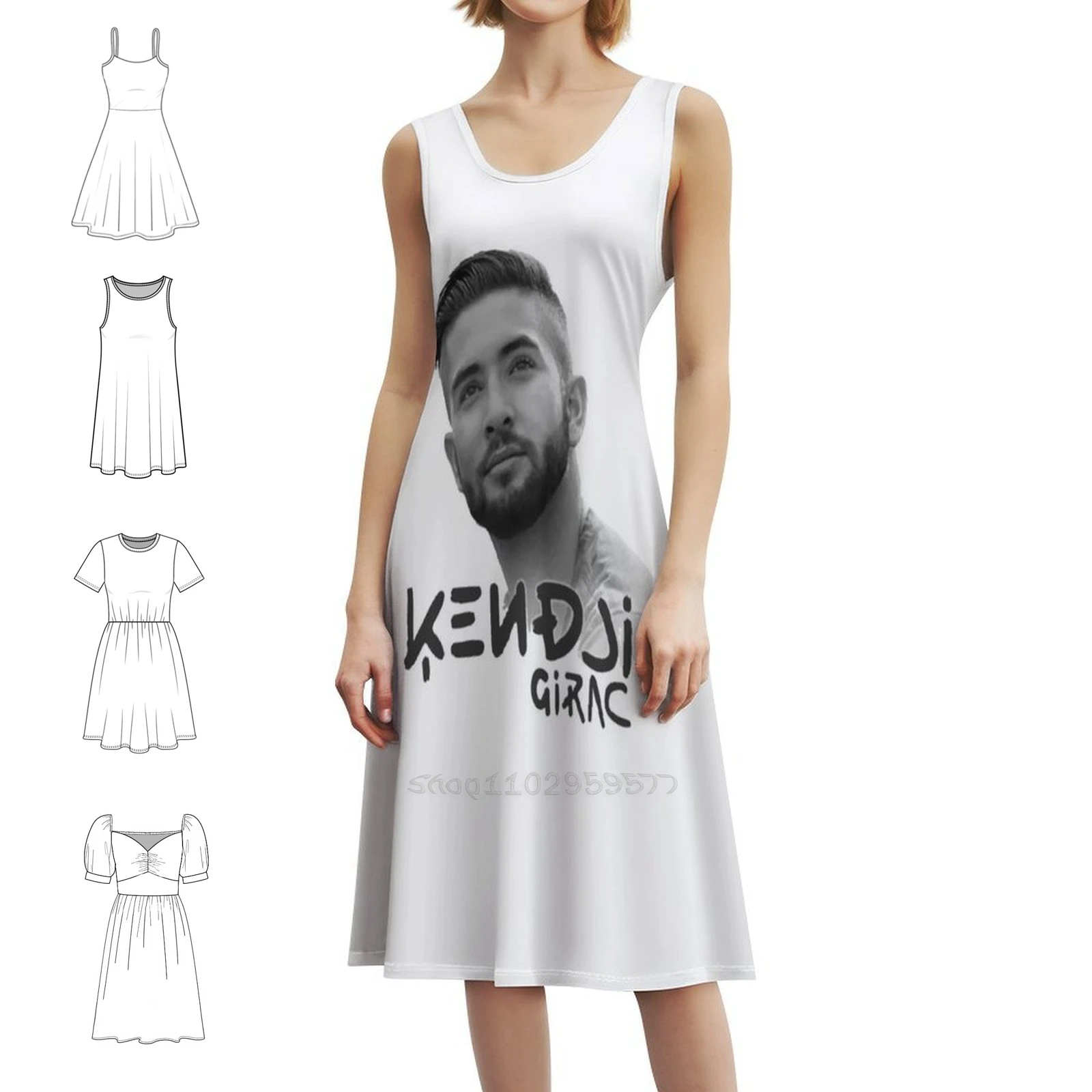 Kendji Girac Portrait Floral Smock Dress For Women Spring Summer Casual Dress For Party Song France Gims Idea Girl Music Gypsy