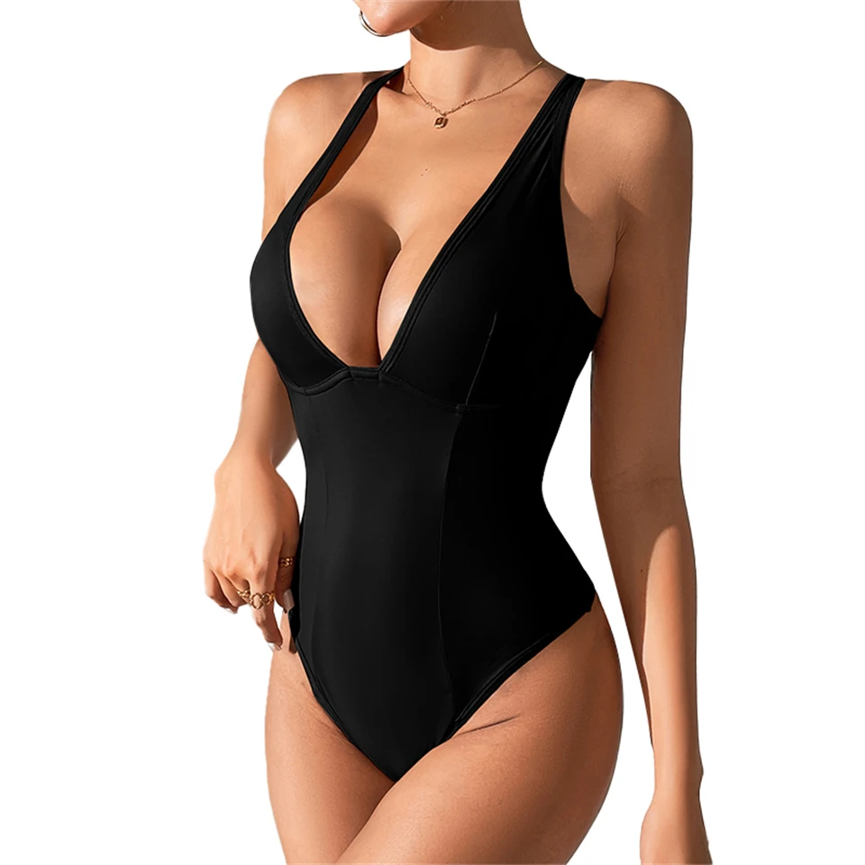 Becirzet Damen Schlankheits-Bodysuit Shapewear Körperformer Bauchreduzierende Unterwäsche Rückenfreies Design Tiefer V-Ausschnitt – Detail 13