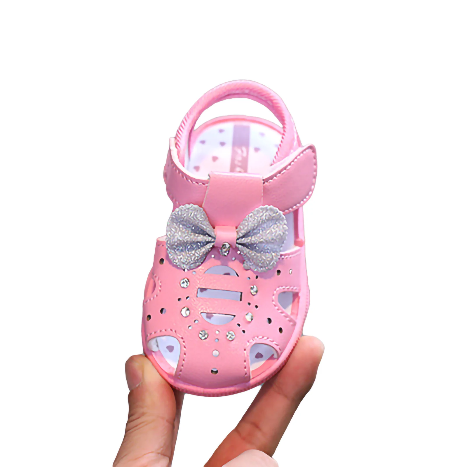 Summer Infant Breathable Soft Soled Squeaky Shoes Baby Front Wrapped Sandals Girls Princess Shoes for Toddler Kids Supplies