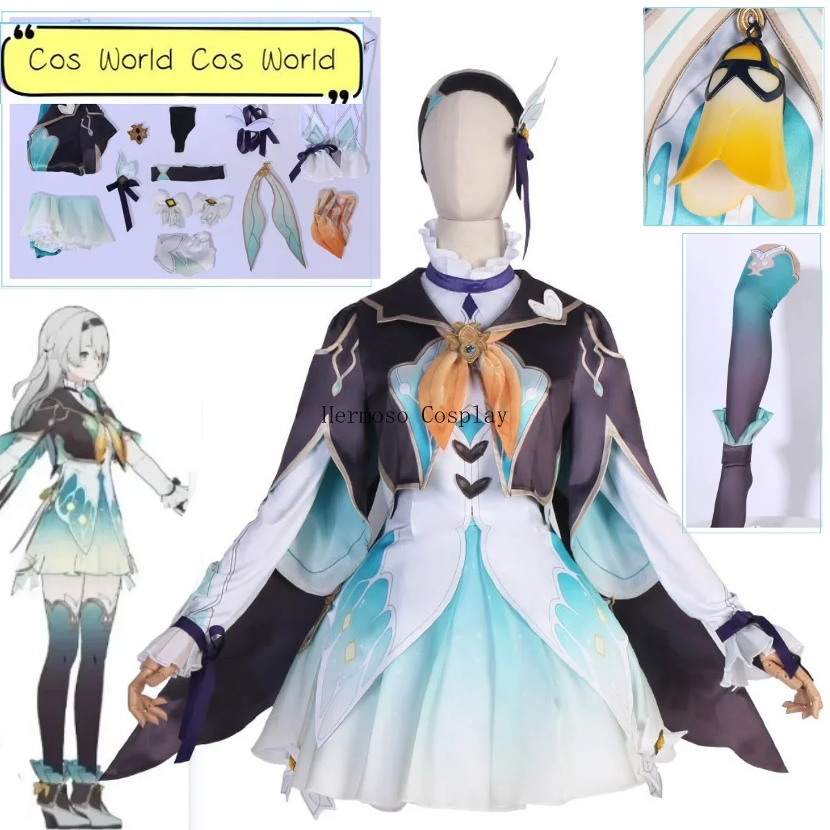 Honkai Star Rail New Firefly Cosplay Costume Doujin Firefly Crown of The Mundane and Divine Women Halloween Party Outfit Dress