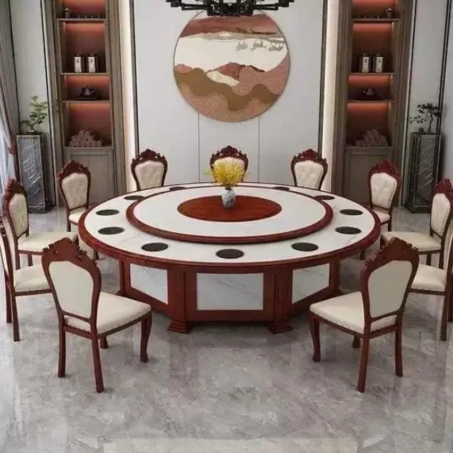 

l # Modern luxury Chinese electric round table marble rock slab used in hotel restaurant villa