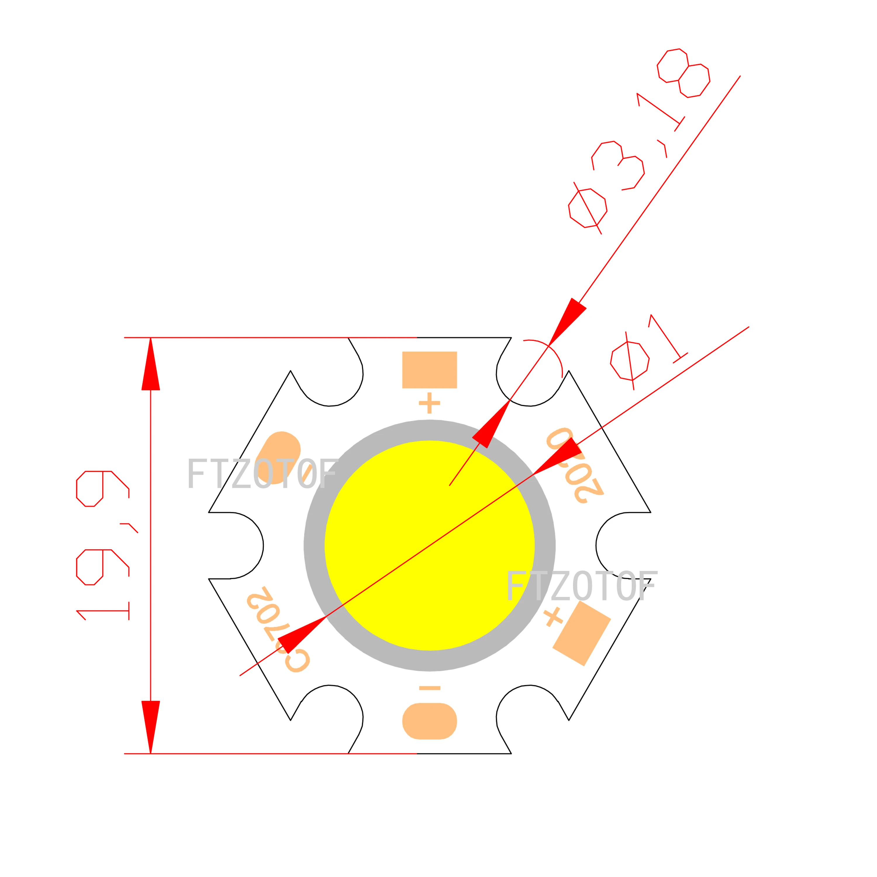 10 pz Led 9 v Dc 3 W 20mm Diametro 2011 Rotonda COB Sorgente di Luci Per Faretto Imbottiture Rosso Blu Verde Bianco Caldo FAI DA TE Colorato