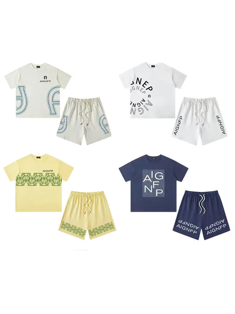 

2025 Kids Summer Clothes Tees Boys Sets Vacation Casual Wear Children's Clothing Striped letter Short sleeve Tops Shorts Boy Set