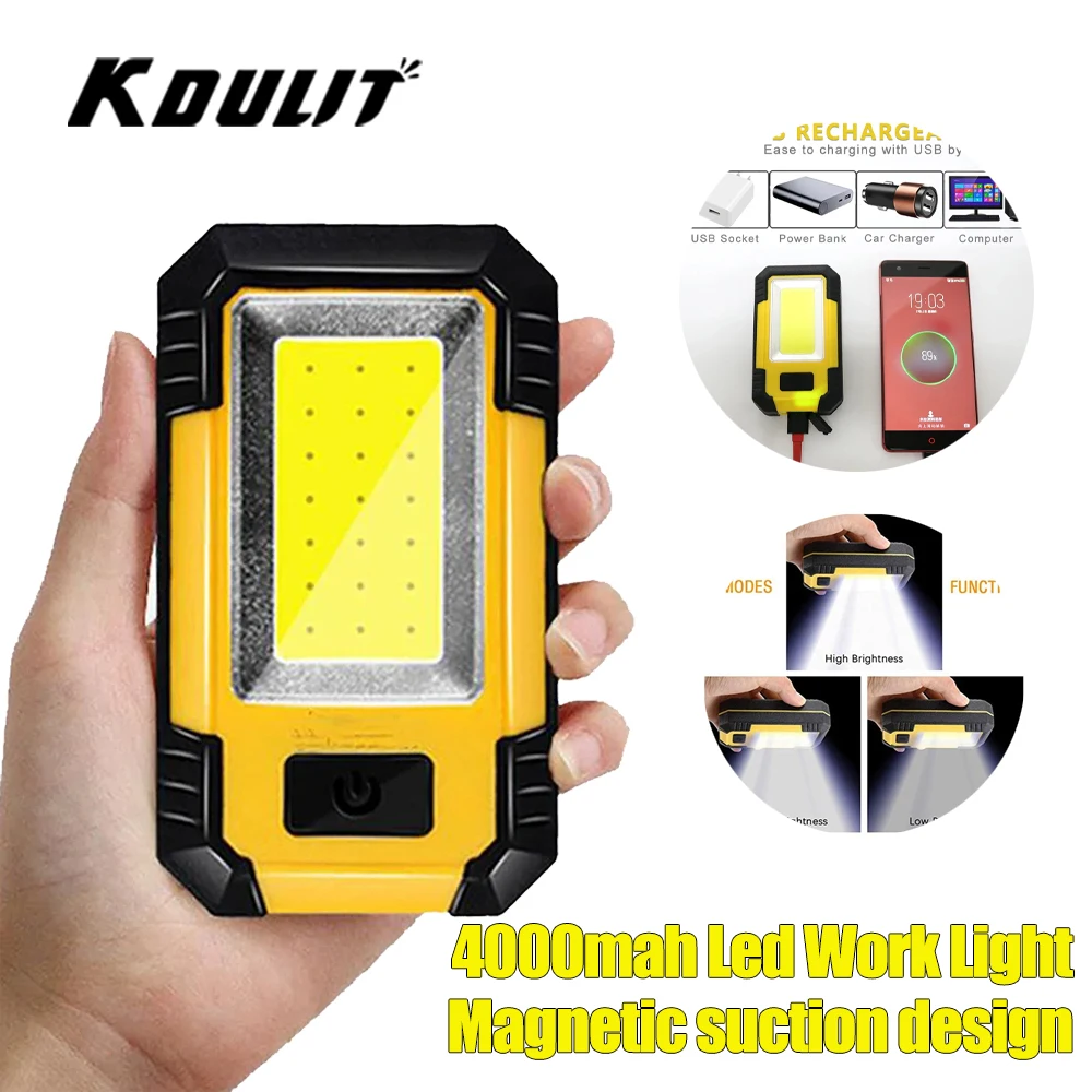 USB Rechargeable Led Work Light COB Flashlight with Magnetic Portable Outdoor Camping Fishing Lantern Emergency Searching Lamp