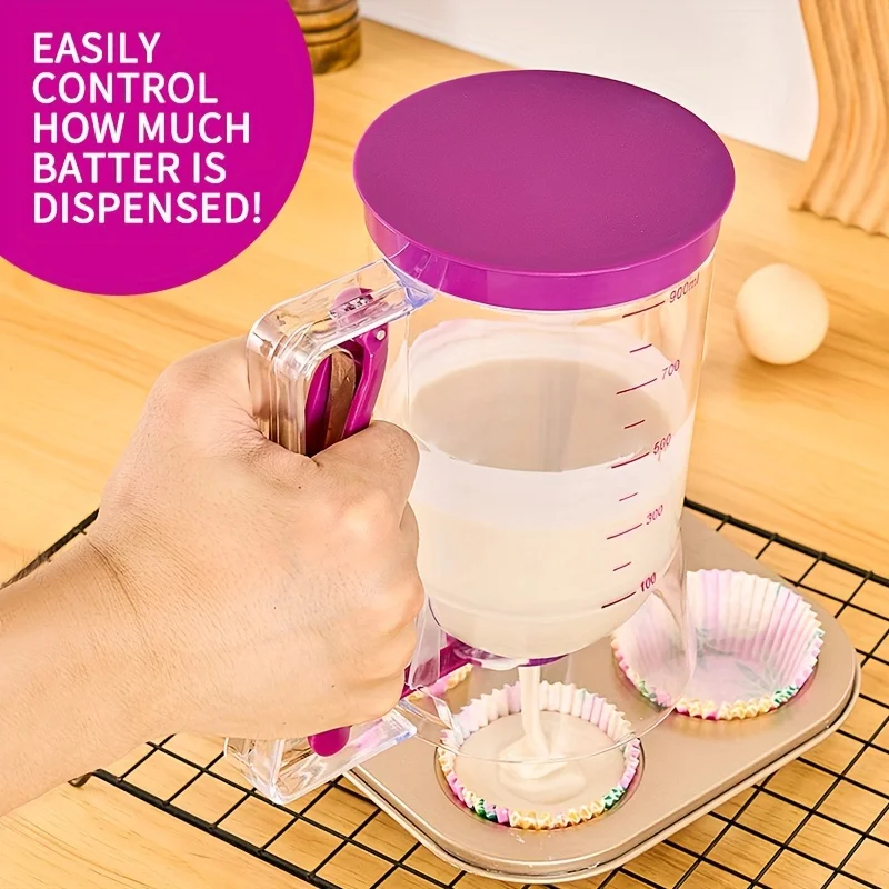 

Cupcake Batter Separator And Dispenser - Handheld Funnel Measuring Cup Tool For Mess-Free Baking
