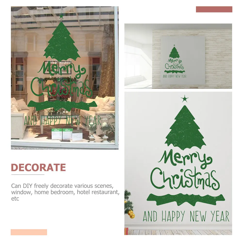 

2pcs Christmas Tree Wall Stickers Xmas Window Clings For Home Hotel Restaurant Waterproof Glass Decoration Party Scene Props