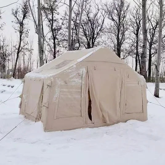 Waterproof Windproof 4-Season Double Layer One Bedroom Air Inflatable Tent Oxford Fabric Tube Type Convenient Durable for