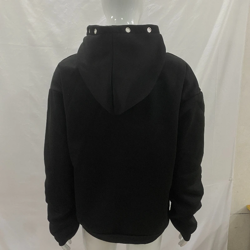 سترة بغطاء للرأس بأكمام طويلة لعام 2025، سترة مزخرفة مثقوبة بلون سادة عتيق داكن، y2k