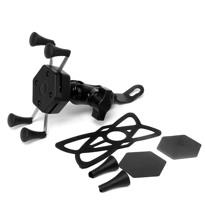 Soporte para teléfono móvil con montaje en espejo trasero de motocicleta, soporte Hexagonal multifuncional para Gps en forma de X, rotación de 360