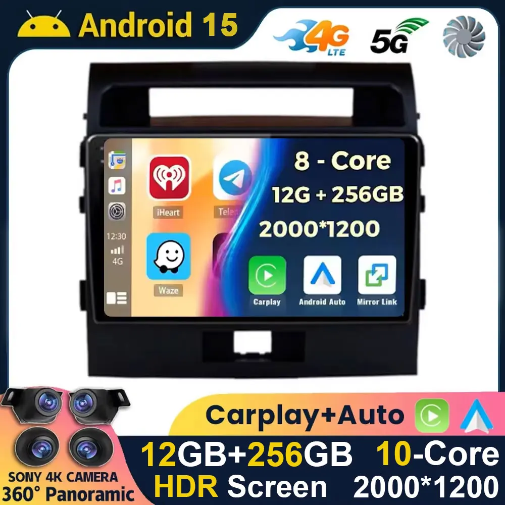 Android 15 Carplay Auto For Toyota Land Cruiser 11 200 2007 2008 2009 2010 2011- 2015 Car Radio Multimedia Player Stereo GPS DSP