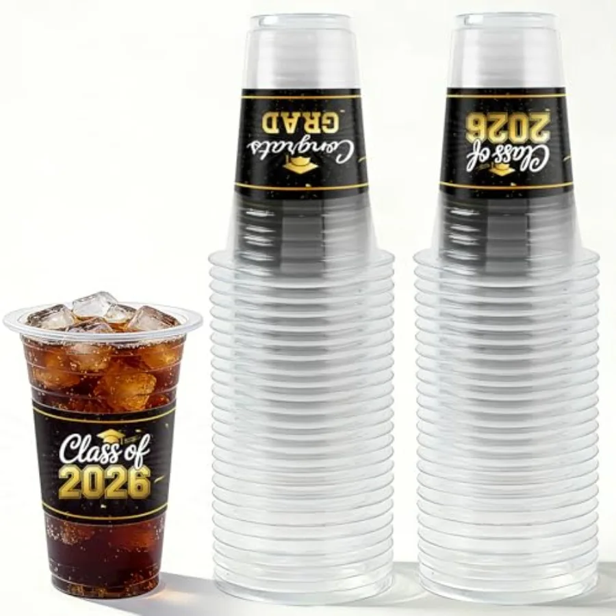 

Pack 16 oz Graduation Cups, Class of 2026 Graduates Disposable Tableware Set- Graduation Party Supplies and Favors