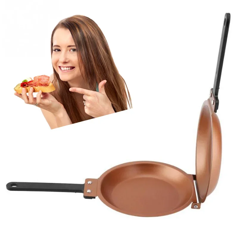 

Double Side Non-stick Copper baking Frying Pan Fried Egg Pancake Maker Household Kitchen Cookware For Home Travel crepe maker