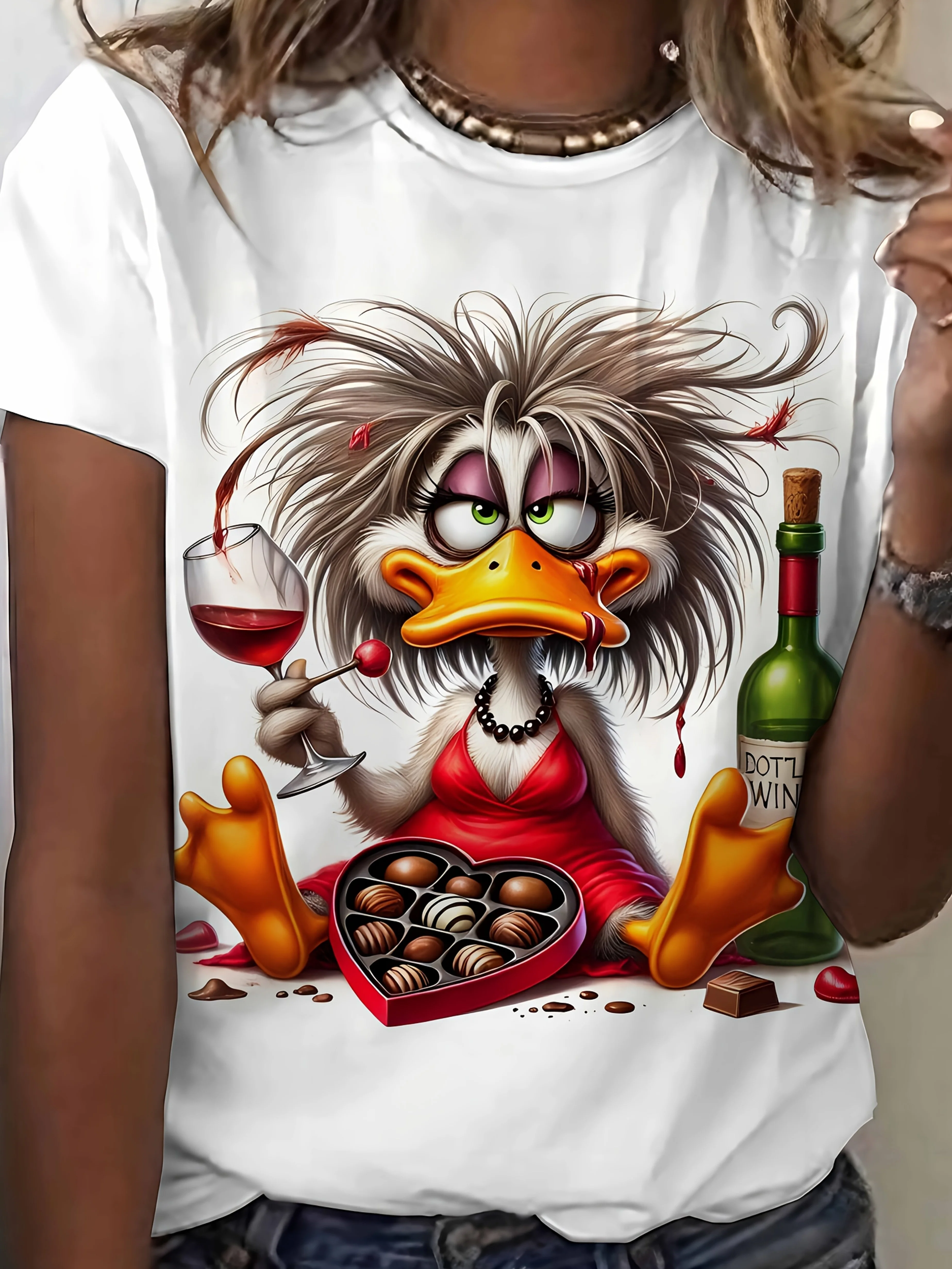 T-shirt a maniche corte con motivo cartoon 3D taglie forti da donna nuova T-shirt sportiva da esterno casual elegante con scollo tondo Asciugatura rapida