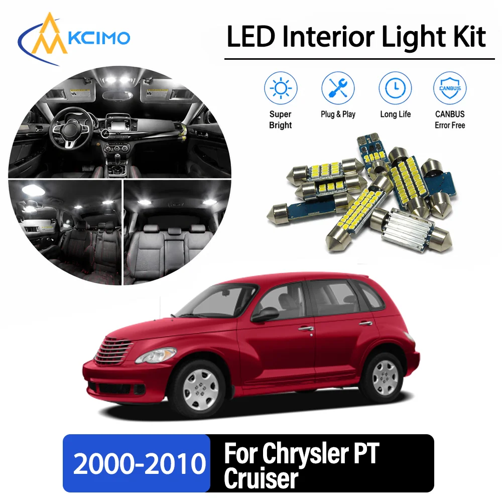 Kit de mise à niveau des éclairages intérieurs à LED à éclat persistant pour Chrysler PT Cruiser 2000-2010 2001, remplacement Plug & Play pour plafonnier et éclairage de lecture