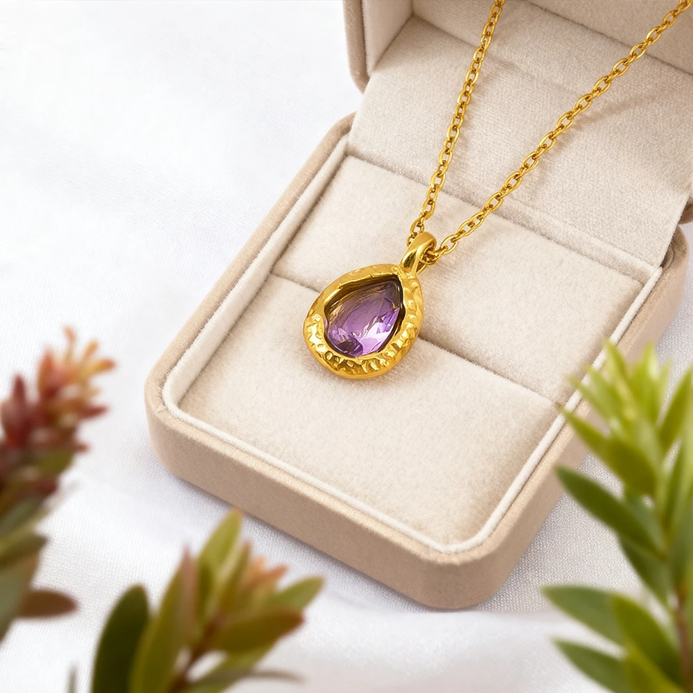 

2Pc 5Pcs Stainless Steel Teardrop Set with Colored Crystal DIY Gold Plated Necklace Bracelet Earrings Jewelry Making Accessories