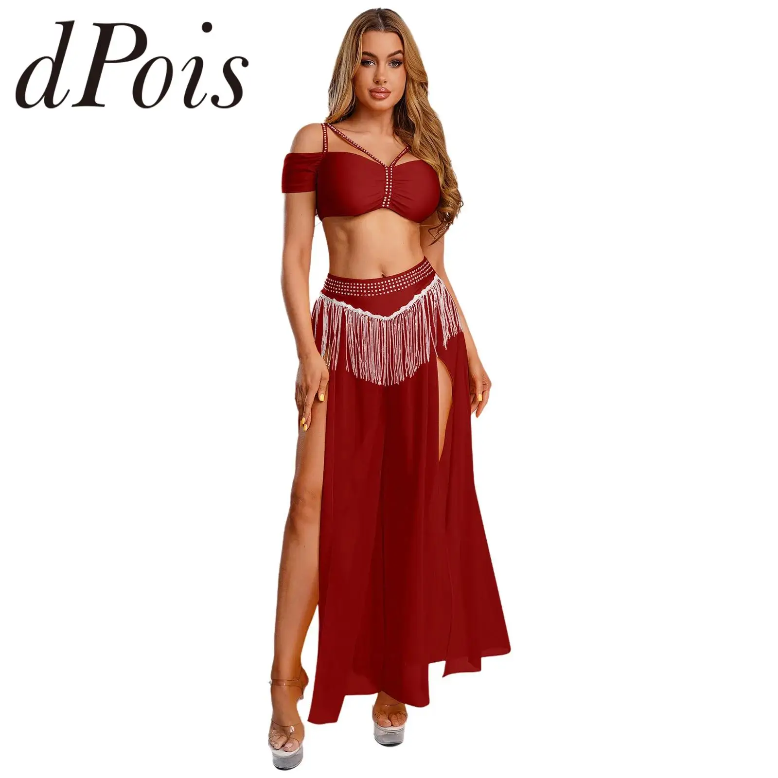 Female Girl Tassel Indian Dancewear Belly Dancing Outfit Belly Dance Costume for Women Indian Arab Oriental Practice Clothing