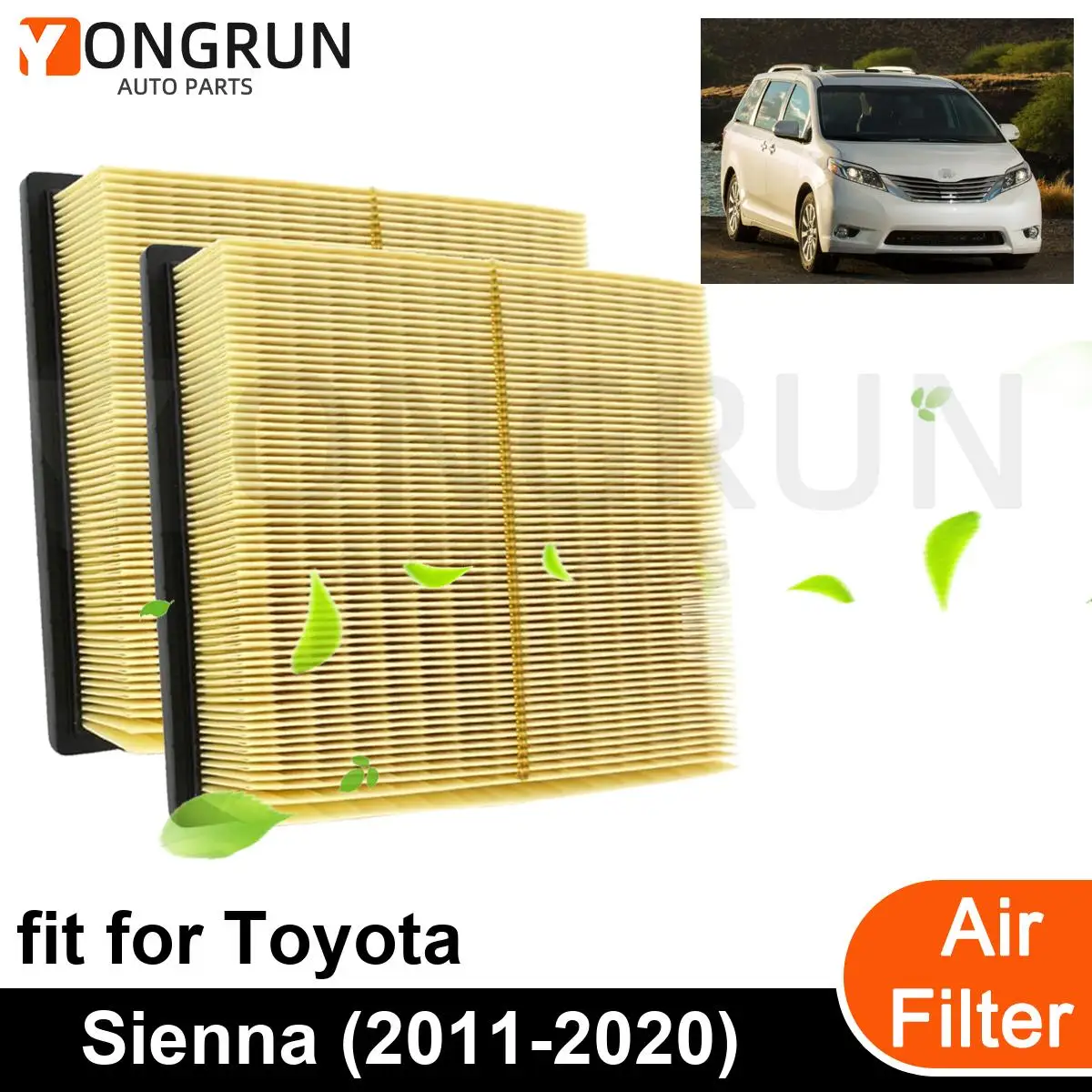 2Pcs New Car Engine filter element Cleaner for 2011-2020 Toyota Sienna Car Accessories OEM CA10755 17801-0P050 17801-31131