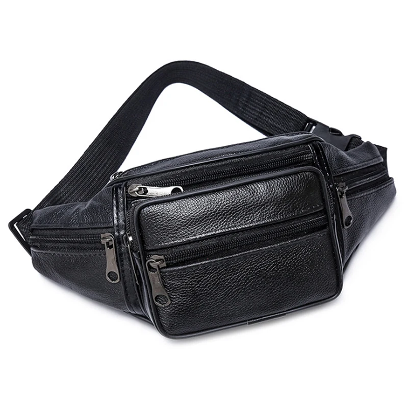 Luxury Leather Waist Bag Daily Fashion Small Single Pocket PU Leather Men Soft Shoulder Crossbody Fanny Pack