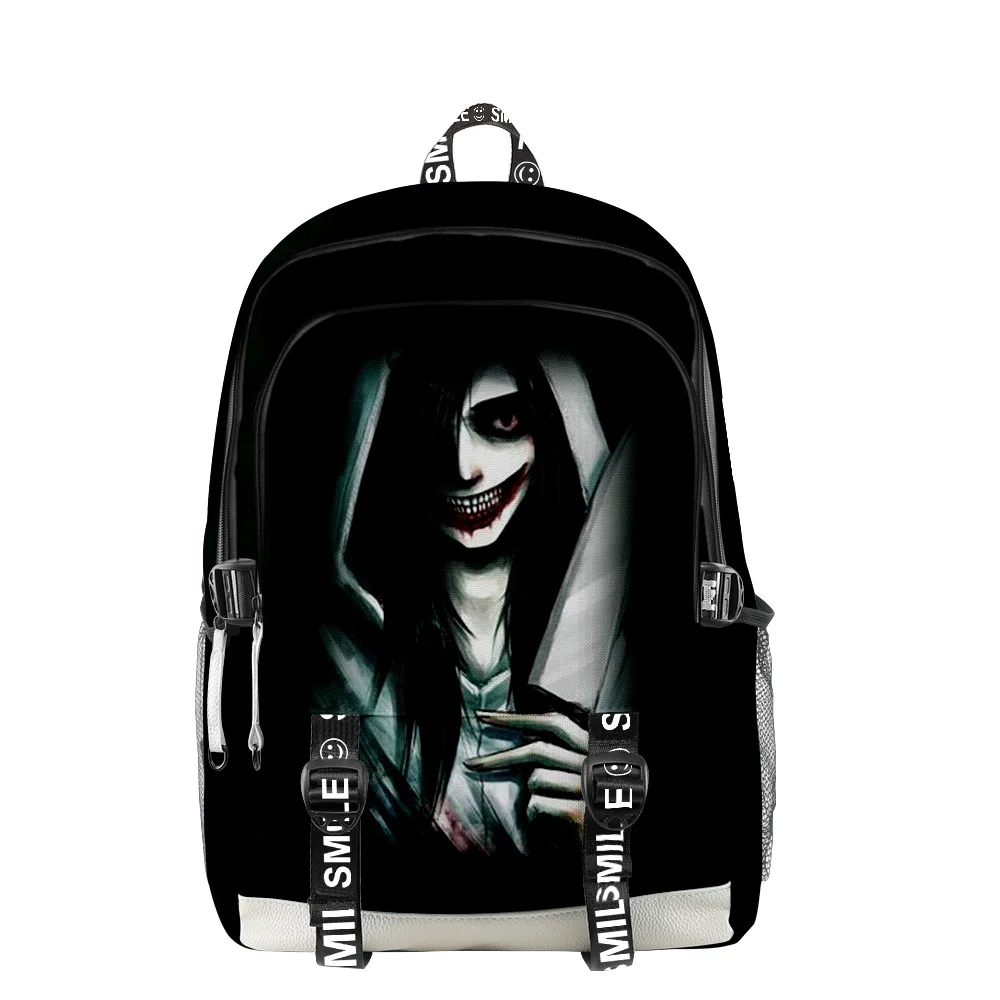 

Jeff The Killer Zipper Backpack 2023 New School Bag Unique Daypack Traval Bag Oxford Cloth