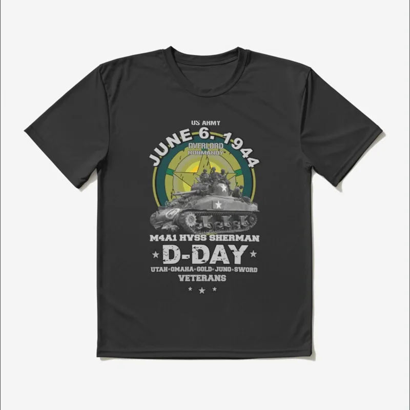 US Army D-DAY Veterans 1944 Normandy HVSS Sherman Tank T-Shirt Short Sleeve Casual 100% Cotton O-Neck Mens T-shirt Size S-3XL