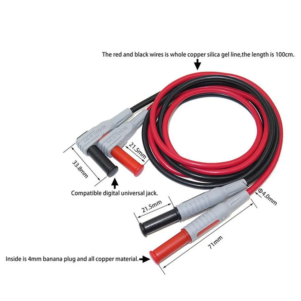 P1033 Multimeter Test Leads, 4mm Banana Plug Test Leads, 1m Test Leads