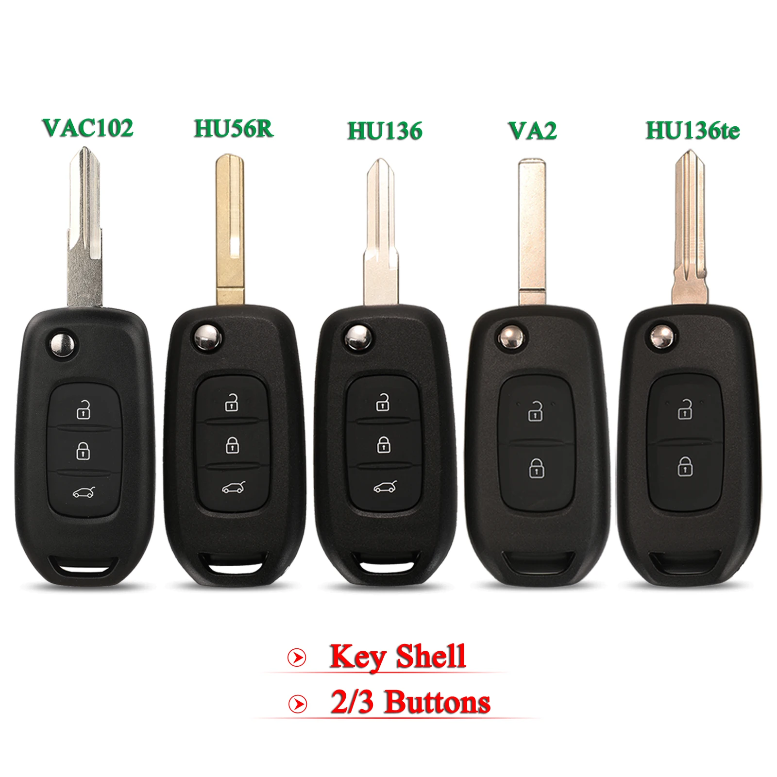 jingyuqin 2/3 Buttons For Renault Sandero Dacia Logan Lodgy Dokker Duster Car Flip Remote Key Shell Case VAC102 VA2 Blade Fob