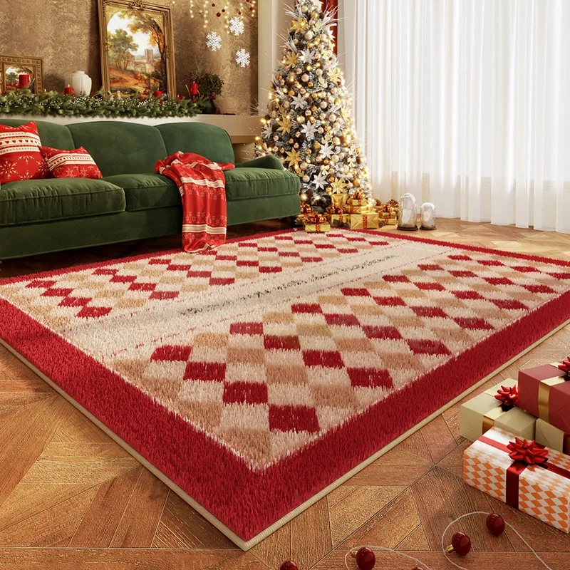 

Christmas Decoration Home Special Carpet Red Plaid Minimalist Rugs Cute Cartoon Pattern Children's Rug Animal Large Area Carpets