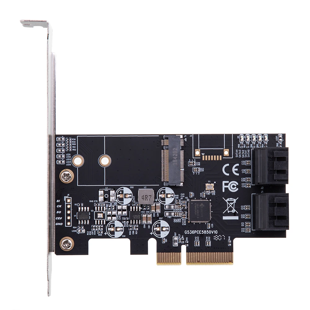 

PCIE3.0 To 4-port SATA3.0 Plus 1 M2 Interface Expansion Card SSD Adapter Card 4 SATA3.0+1 M2 (SATA Protocol) PCIE3.0 Expansion