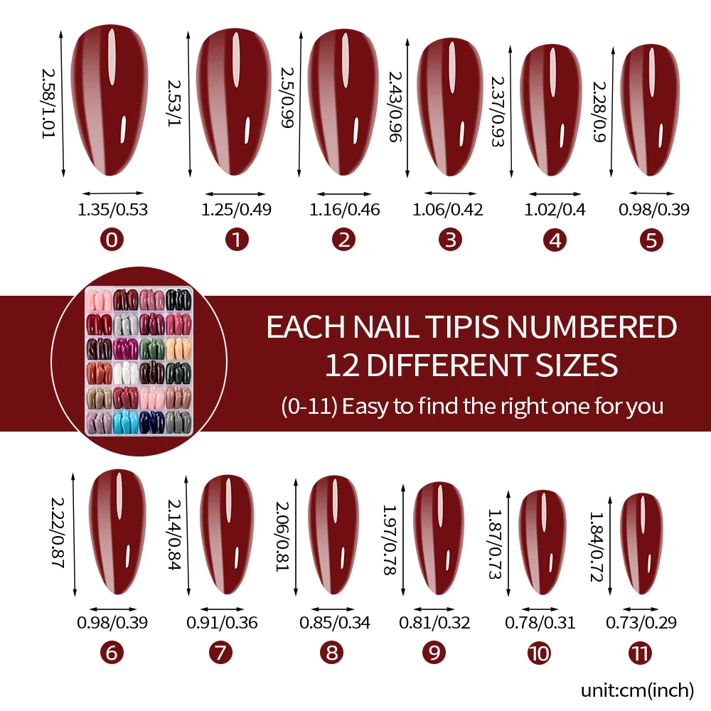 288個/箱 モランディカラー アーモンド型 付け爪 ノンジェル アクリル フルカバー ネイルチップ ウェアネイル プレスオンネイル DIY マニキュアツール