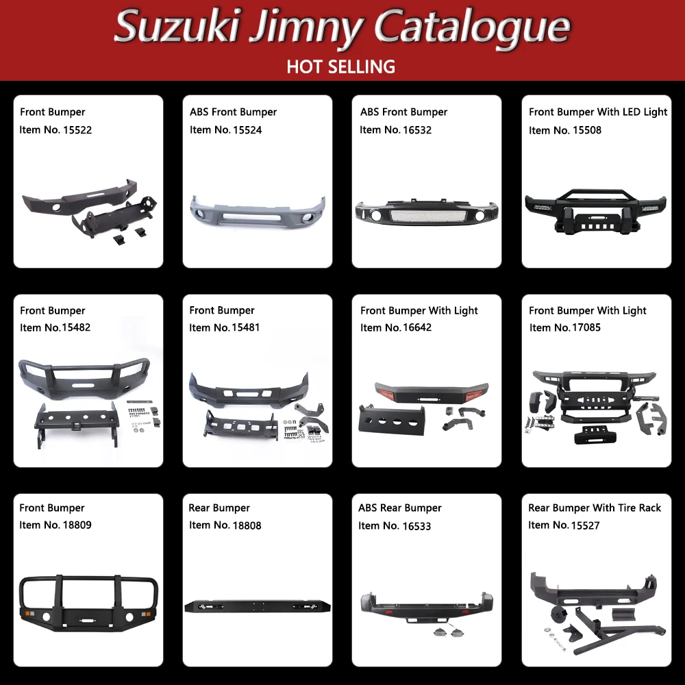 bumper grill accesorios for suzuki jimny roof rack jb74 JB64 jb43 body kit  side step rock slider  running board