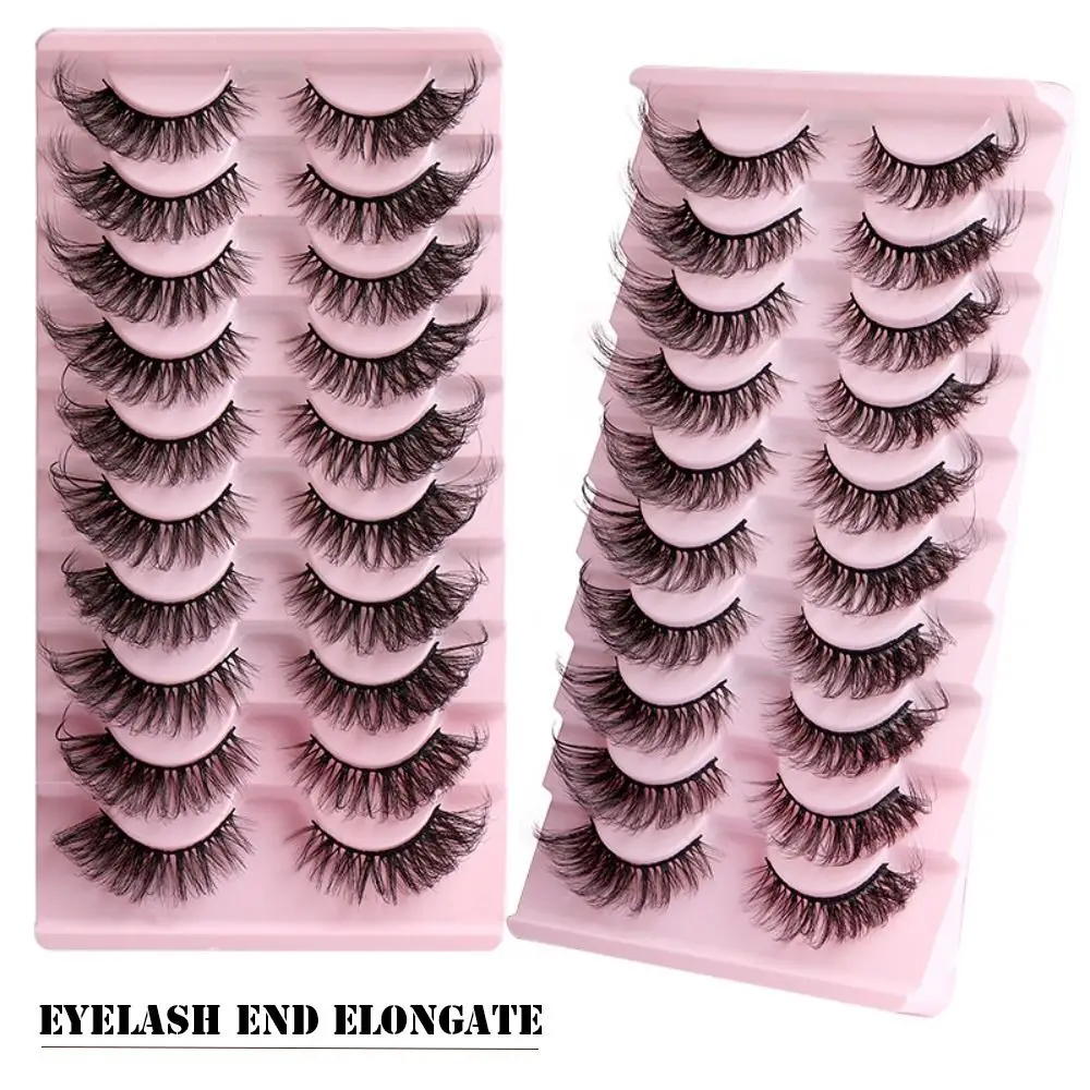 10 Par Sztucznych Rzęs Fox Eye, Delikatne, Puszyste, 3D z Włosia Norki, Wydłużające Końcówki Rzęs, Efekt Kociego Oka