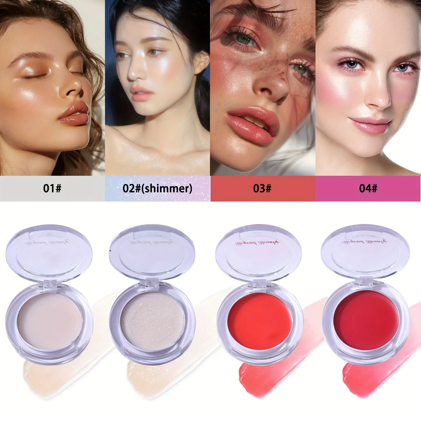 Hydrating Multi Radiance Highlighter Balm Palette, All-in-One Hydrating Cheek Lip Balm Eye Cream Neck Cream Make Up Base