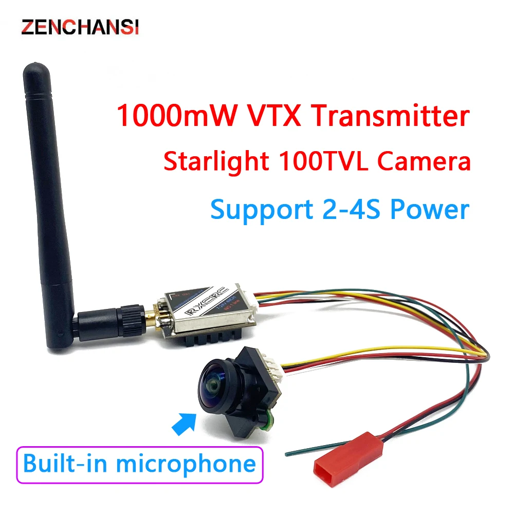 

FPV System 5.8g 48CH 1000mW adjustable vtx transmitter and Starlight microphone FPV Camera CMOS 1000TVL use for RC FPV Drone