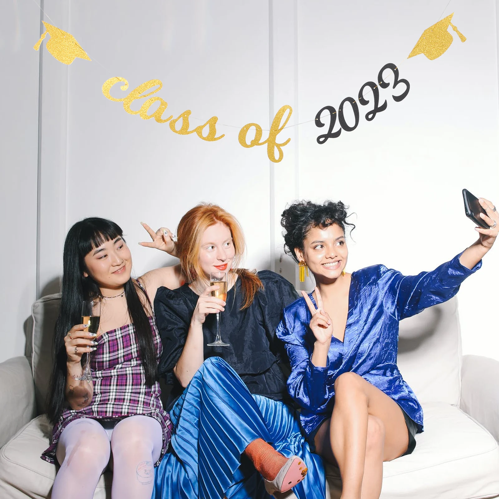 

Graduation Cap Decoration 2023 Photo Props Decorative Banners Party Backdrop Yard Banner Supplies Congrats Graduate Hanging