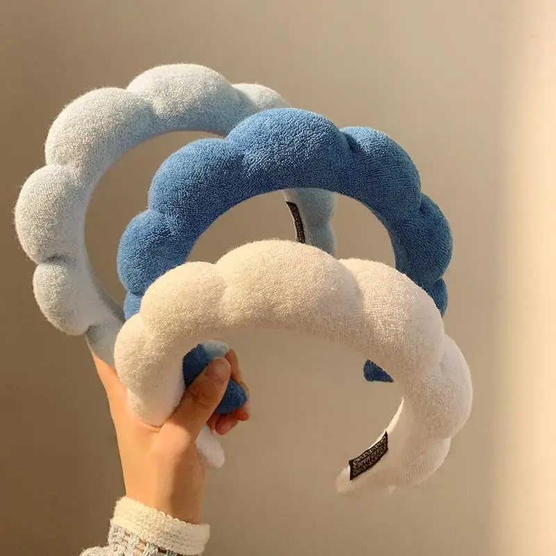 1 Pack Soft Cloth Puffy Headbands With Non Slip Grip For Facial Skincare Makeup Face Washing Shower Use