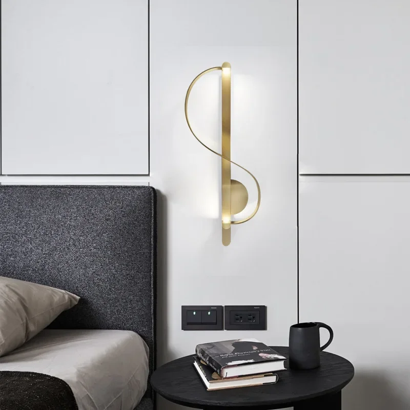 Modern Minimalist Musical Notes Wall Lamp Living Room Tv Decoration Bedroom Bedside  Led Indoor Lighting For Home