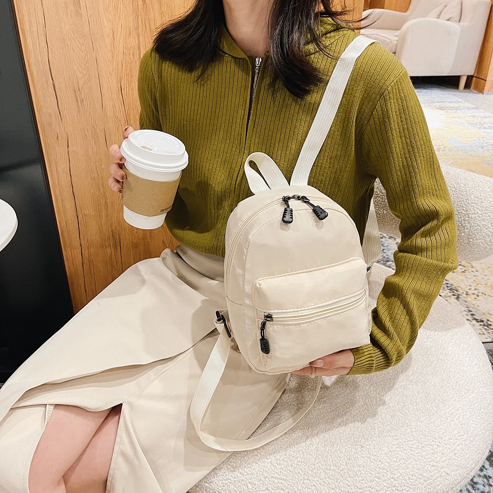 Ransel Wanita Mini 2022 Ransel Warna Solid Ransel Nilon Kasual Wanita Ransel Gaya Preppy Ransel Desainer Mini Perjalanan Sekolah