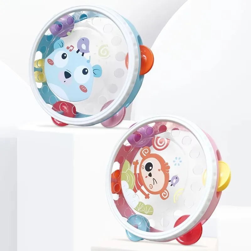 Tambores de mano para niños, instrumentos de percusión para bebés, tambor de golpeteo, pandereta de mano Musical de Educación Temprana, sonajero, pandereta, Juguetes