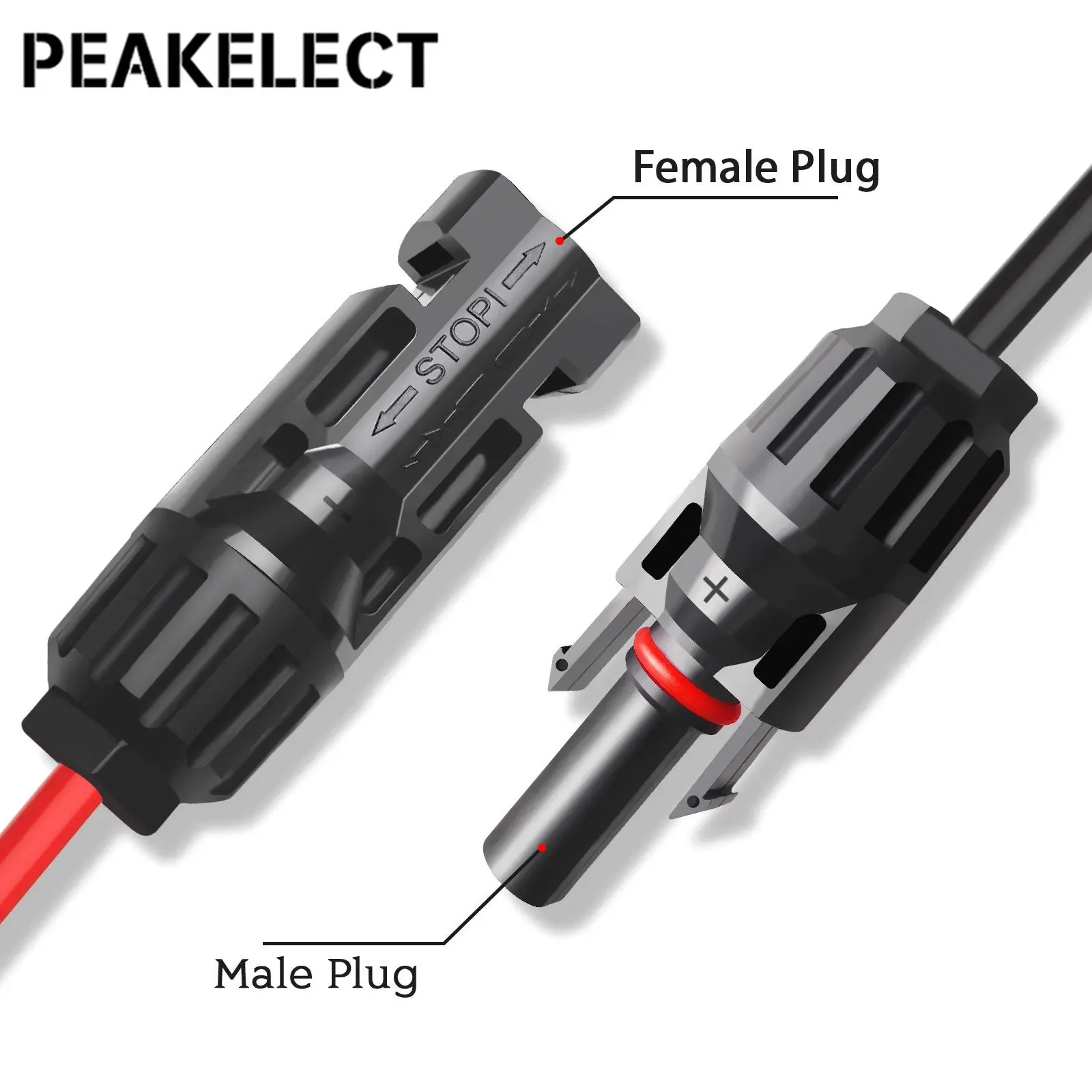 Peakelect T10075 XT60 Adapter to Solar Male Female Connector Extension Charge Cable 12AWG 3M Wire for Portable Power Station