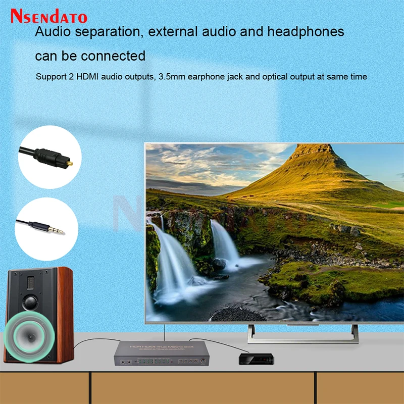 4K HDMI Matrix 2X4 Splitter 4K 60Hz 2 In 4 Out HDMI Splitter Switcher Audio Extractor ARC AUX SPDIF Scale Down สำหรับ PS5/4 TV DVD