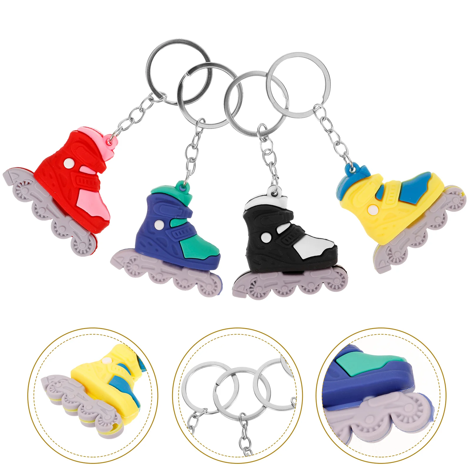 

4 Pcs Roller Skate Keychain Hanging Decor Small Skates Fashion Ornament Backpack Pendant Pvc Soft Glue Kawaii Accessories