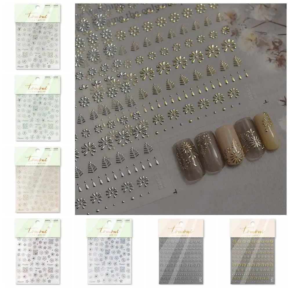 Daisy Diamond Flower Nail Sticker 5D Crystal Diamond Nail Supplies Bronzing Flower Nail Decal Self Adhesive Nail Accessories